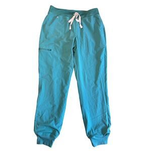 Figs Teal Joggers with Pink Drawstring